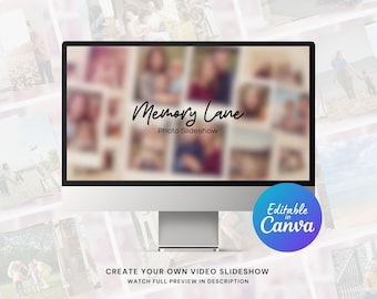 Memory Lane Photo Slideshow Canva Template for Family, Wedding, Birthday Photos