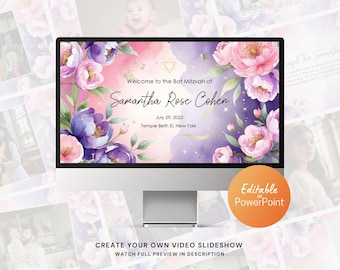 Bat Mitzvah Photo Slideshow PowerPoint Template, Quinceañera Video with music