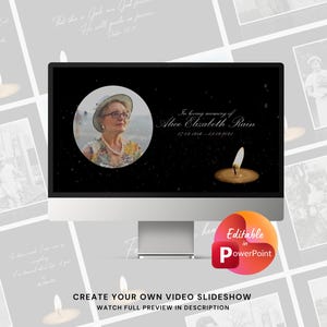 Plantilla de PowerPoint para presentación de diapositivas de funeral, video de funeral con música, plantilla de video de celebración de la vida con música