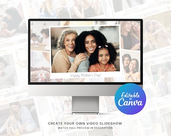 Mother's Day Photo Slideshow Canva Template for Photos and Videos, Video slideshow with Music