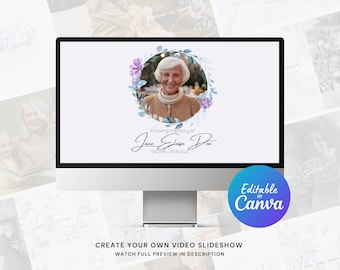Celebration of Life Canva Template for Funeral, Memorial Slideshow