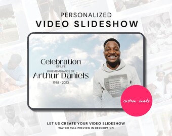 Personalized Memorial Video Slideshow with music and your photos for Memorial Service, Celebration of Life