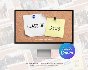 Class of 2025 Graduation Canva Slideshow Video Template, Graduate 2025 Graduation Ceremony Slideshow Template for Canva