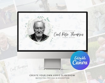 Memorial Slideshow Canva Template, Funeral Video Slideshow Canva Template