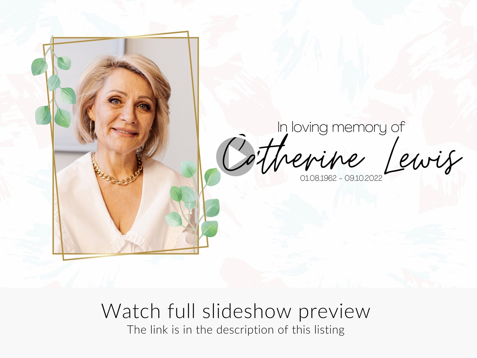 Celebration of Life Canva Slideshow Template for Funeral, Memorial