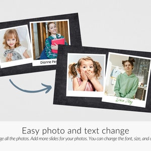 May include: A digital photo album with a black background and white borders. The album features four photos of children. The photos are arranged in a grid pattern. The text "Dianne Per" and "Erica May" is written below the photos.