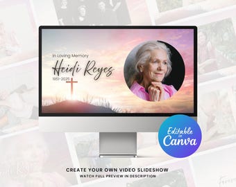 Christian Funeral Canva Video Slideshow Template In Loving Memory for Funeral, Memorial, Celebration of Life Slideshow