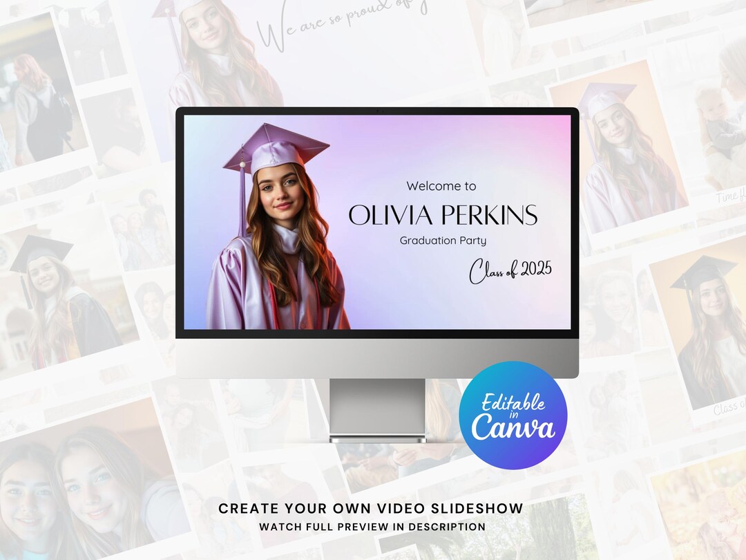 Graduation Sideshow Graduation Slideshow Video Template for Canva | Editable Graduation ...