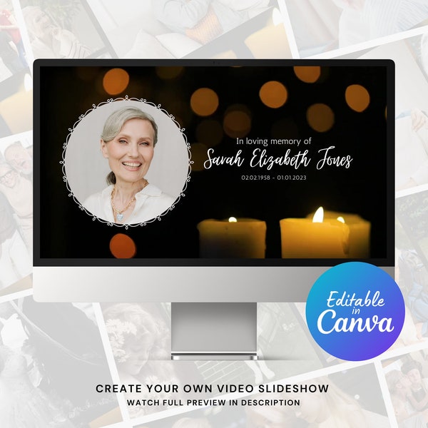 Funeral Canva Video Slideshow Template In Loving Memory for Funeral, Memorial, Celebration of Life Slideshow