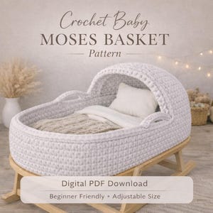 Modèle de panier de bébé au crochet avec capuche PDF, adapté aux débutants, multilingue