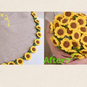 Crochet Flower Bouquet Blanket Pattern PDF – 6 in 1 Floral Blanket, Sunflower & Rose image 8