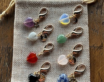 GOLD Pet Crystal Charm | Crystal Heart Charm | Crystals for Dogs | Rose Quartz Collar Charm | Rose Quartz Cat Collar | Sodalite Pet Charm