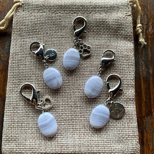 Blue Lace Agate Pet Charm | Crystals For Dogs | Crystals For Cat | Crystal Pet Charm Matching Owner | Pet Owner Matching Set | Pet Gemstones