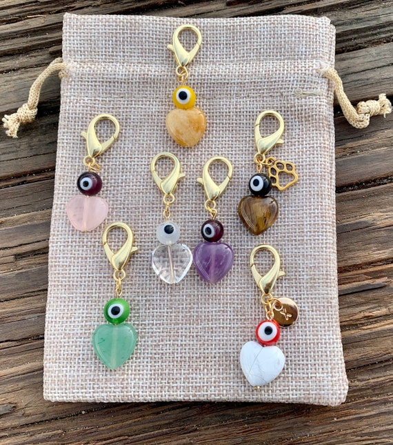 Evil Eye Pet Charm GOLD Pet Protection Charm Amethyst Pet Collar