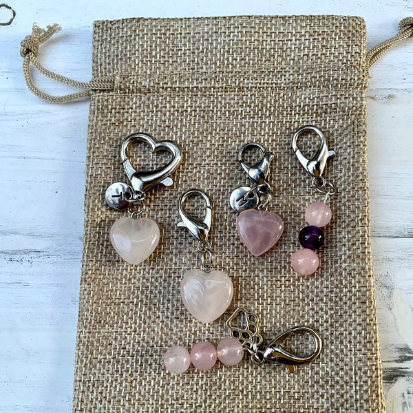 Rose Quartz Pet Crystal Charm | Crystal Pet Collar | Crystal Heart Charm | Crystal for Dogs | Cat Collar Charm | Catlover gift | Dogmom Gift