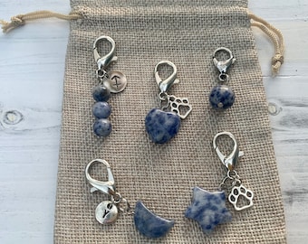 Sodalite Pet Charm | Sagittarius Birthstone | Crystal Pet Collar | Crystals for Cats | Crystals For Dogs | Crystal Moon Charm | Cat Crystal