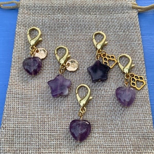 Amethyst Pet Charm GOLD | Amethyst Heart Pendant | Amethyst Dog Collar | Pet Collar Charm | Crystal Cat Collar | Crystals for Dogs |