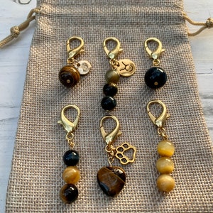 GOLD Tiger Eye Charm | Tigers Eye Charm | Taurus Birthstone | Crystal Pet Collar Charm | Pet Charm | Cat Collar Crystals | Crystals For Dogs