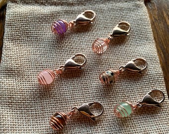 Pet Crystal Charm | Small Rose GOLD Wire-Wrapped Crystal Charm | Cat Crystal Collar Charm | Rose Quartz Pet Charm