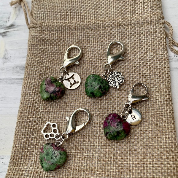 Ruby Zoisite Pet Charm | Anyolite Crystal Charm | Pet Owner Matching Crystal Set | Crystals for Cats | Crystals For Dogs | Cancer Birthstone