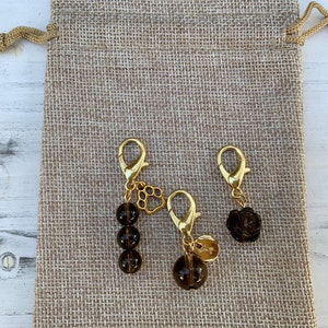 GOLD Smoky Quartz Pet Charm | Capricorn Birthstone | Crystal Pet Collar Charm | Crystal Cat Collar | Crystals For Dogs | Capricorn Crystals