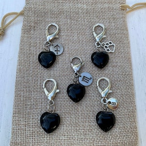 Black Obsidian Pet Charm | Pet Protection | Sagittarius Gifts | Pet Owner Matching Set | Crystal Cat Collar | Crystal For Dogs | Heart Charm