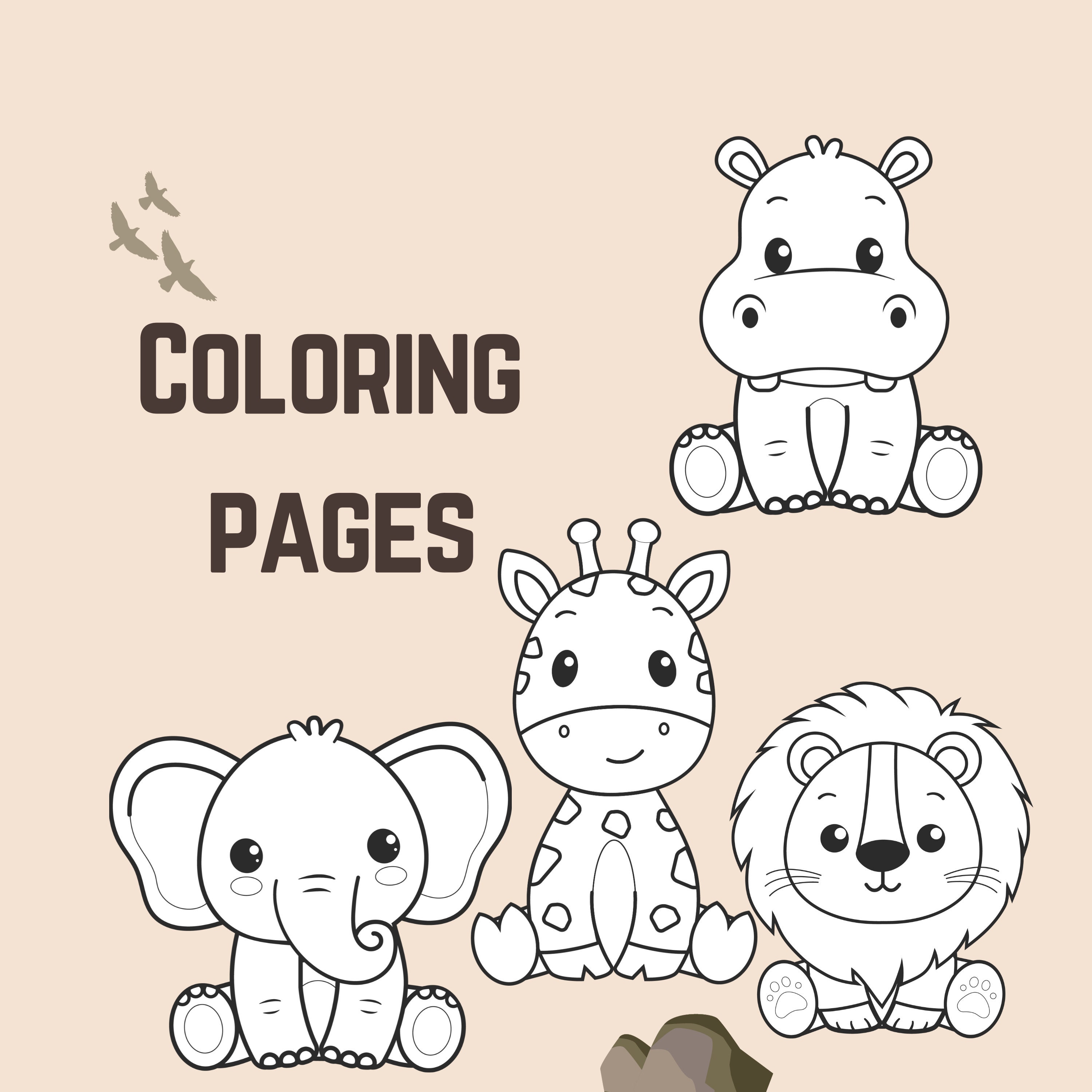 Cute Baby Jungle Animal Coloring Pages