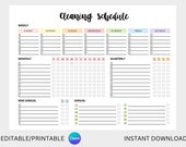 EDITABLE Cleaning Schedule, Cleaning Planner, House Chore List