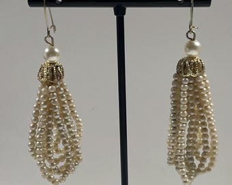 Vintage faux pearl tassel earrings