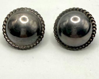 Vintage Sterling Silver Dome Earrings Southwestern Tribal Boho