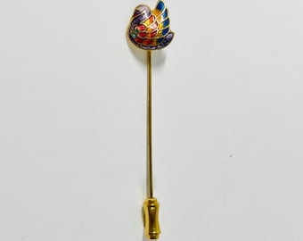 Vintage multicolor enamel swan stick pin