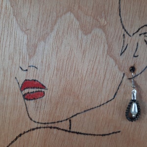 Steampunk Zipper Earrings: Pearl Drop, Original Jewelry