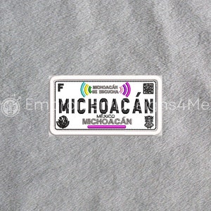 Michoacan Car Mexican License Driving Plate Mexico Placa Embroidery Digital Design