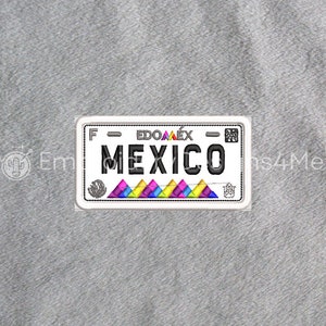 Estado de Mexico Car Mexican License Driving Plate Mexico Placa Embroidery Digital Design