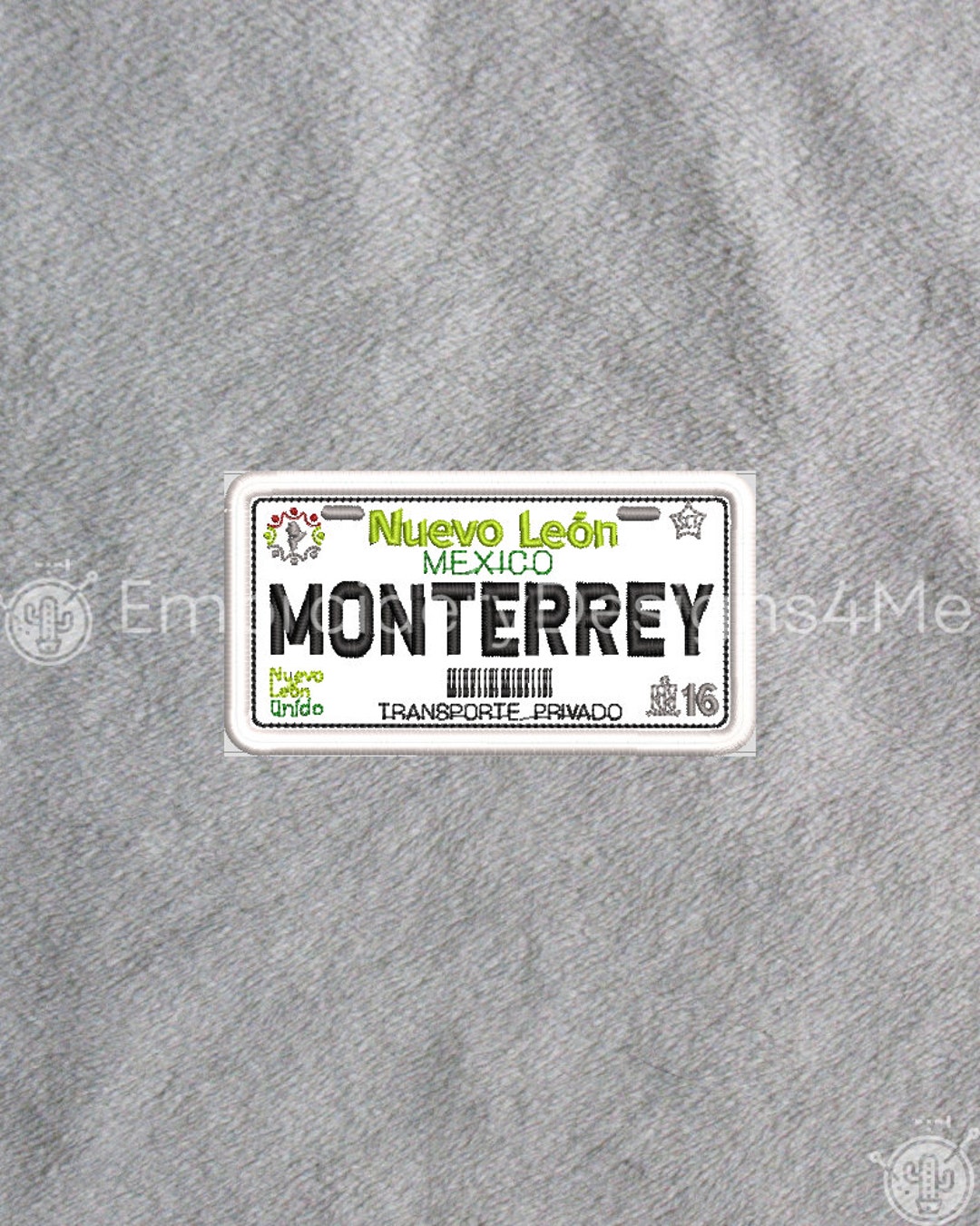 Monterrey Car Mexican License Driving Plate Mexico Placa Embroidery