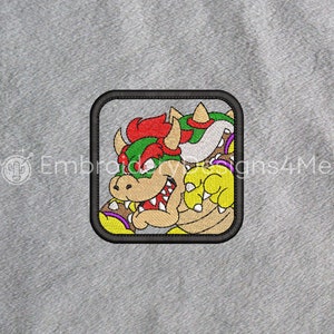 Fashion Hat Patch Bowser Super Mario Black Embroidery Design