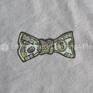 100 Dollar Bowtie Bill Money Benjamin Franklin Embroidery Design