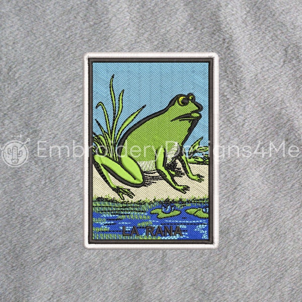 Loteria Mexicana La Rana The Frog Mexican Bingo Lottery Embroidery Design