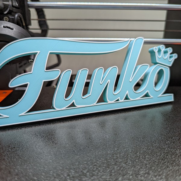 Funko Pop Sign with Accent Colour (8 Inches) | Logo Stand | Shelf Decoration