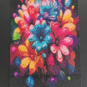 Flowers, Flowers, Everywhere - finished - unframed - free shipping