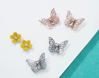 Butterfly Diamond Earrings, Rose Gold