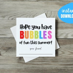 Summer Bubbles Karten | Ende des Jahres Kinder | Bubbles Geschenkanhänger | Schule Jahresende Bubbles | Sommer Bläschen Jahresende | Schule Geschenkanhänger