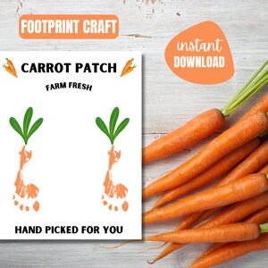 Carrot Patch Footprint | Easter Craft | Easter Printable | Digital Download | PreSchool Craft | Easter Keepsake