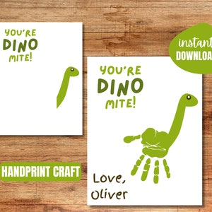 Dino-Mite Handprint | Father's Day Craft | Dinosaur Printable | Digital Download | PreSchool Craft | Handprint Keepsake