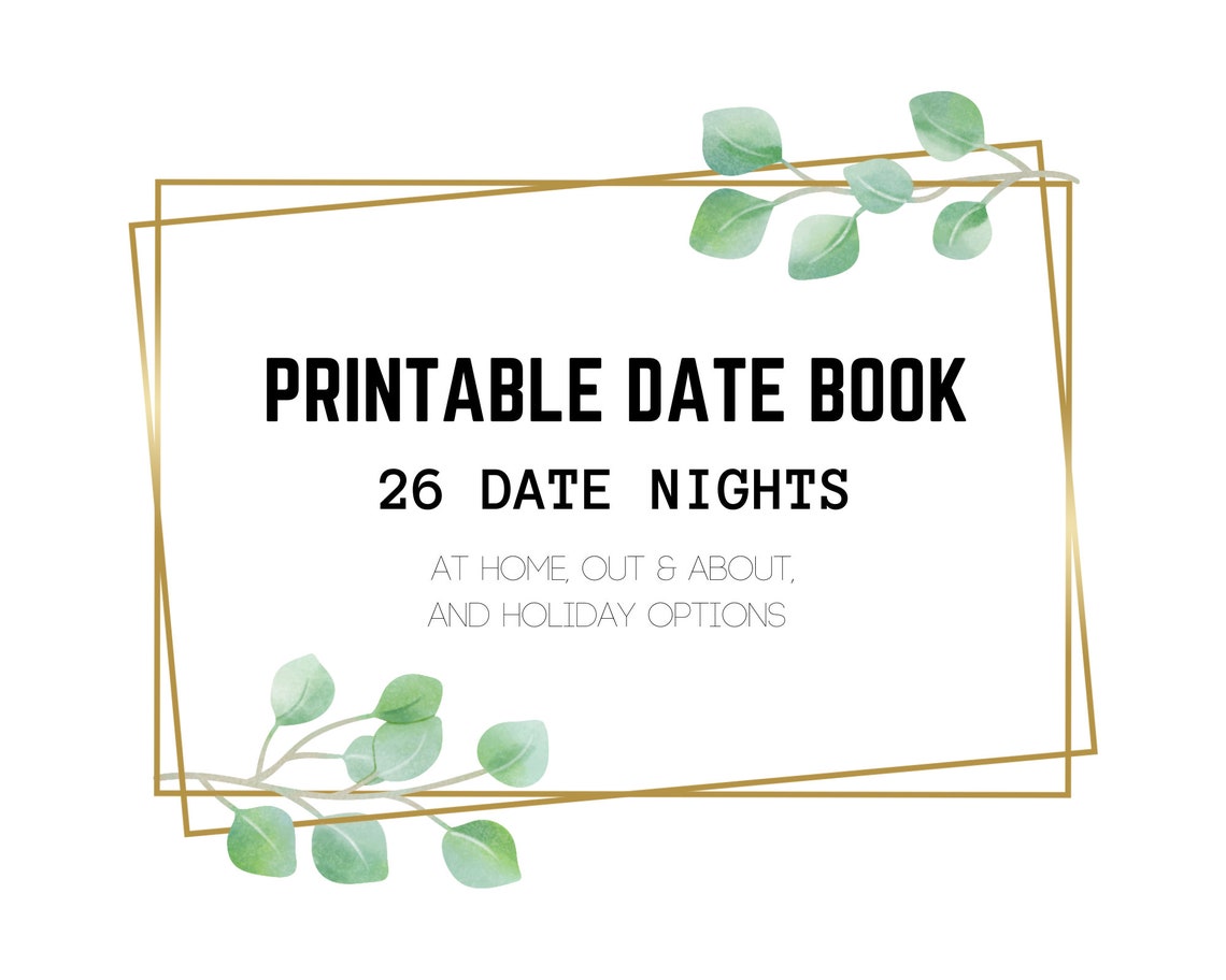 Printable Date Book Unique Wedding Gift Instant Date Ideas Couple's