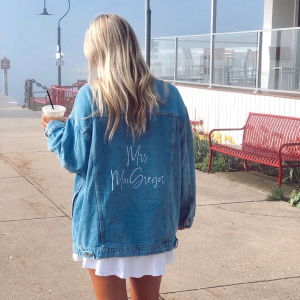 Personalized Boyfriend Fit Jean Jacket for those Brides out there getting Married