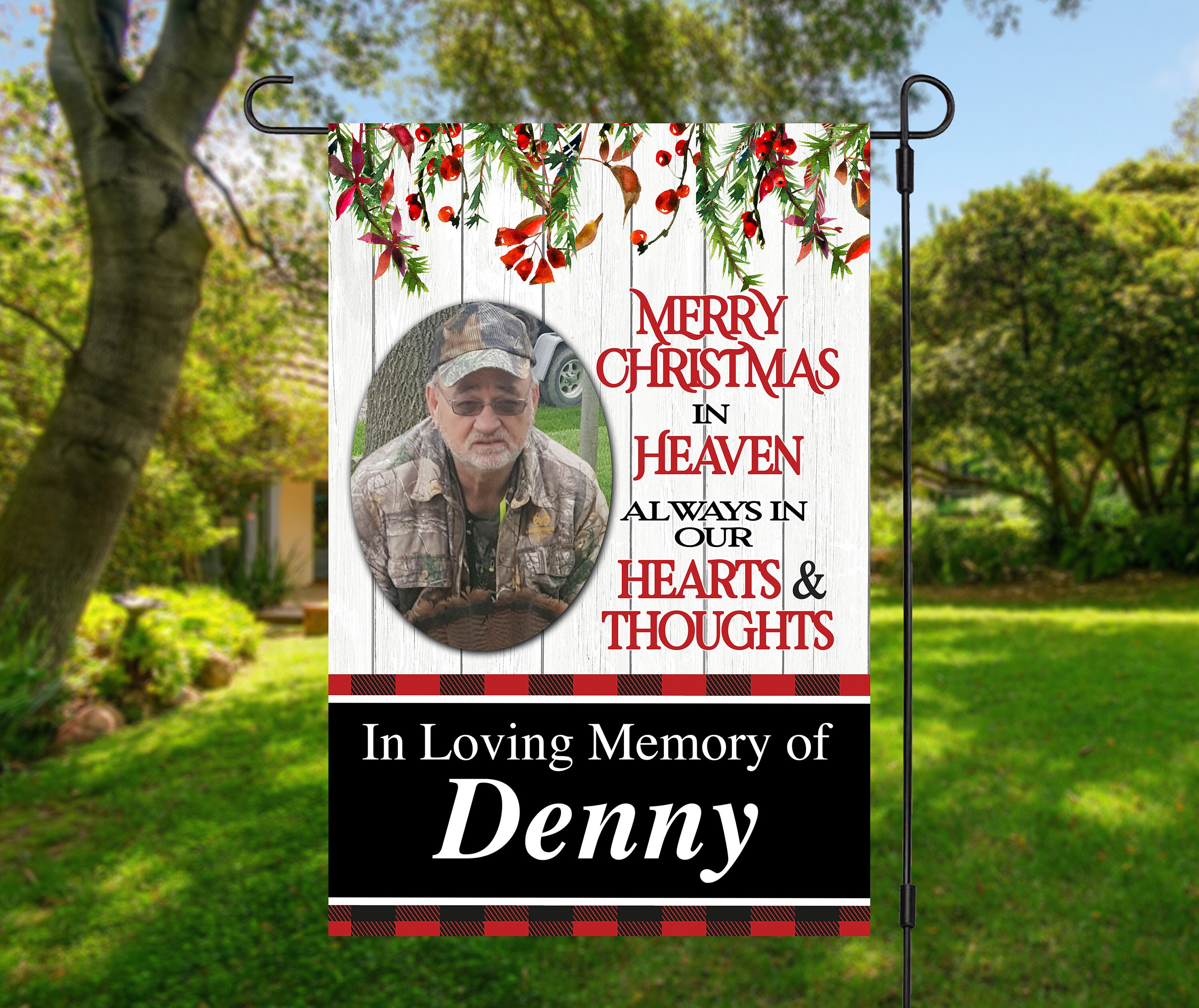 Personalized Photo Memorial Garden Flag Any Message Double Etsy