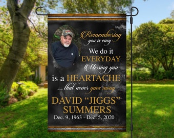 Top quality *Double Sided Remembering You Is Easy  Bereavement Garden Flag