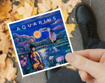 Aquarius Sticker Zodiac Astrology Original Art Spiritual Unique Gift