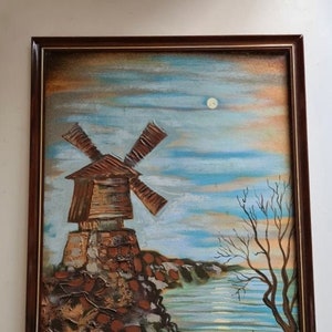 The Windmill Oil Handmade Painting on Canvas Framed Wall Art Decor